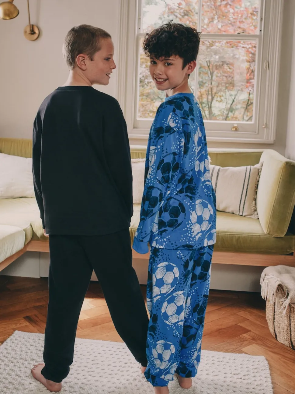 Football bleu/noir - Lot de 2 pyjamas à manches longues (3-16ans)