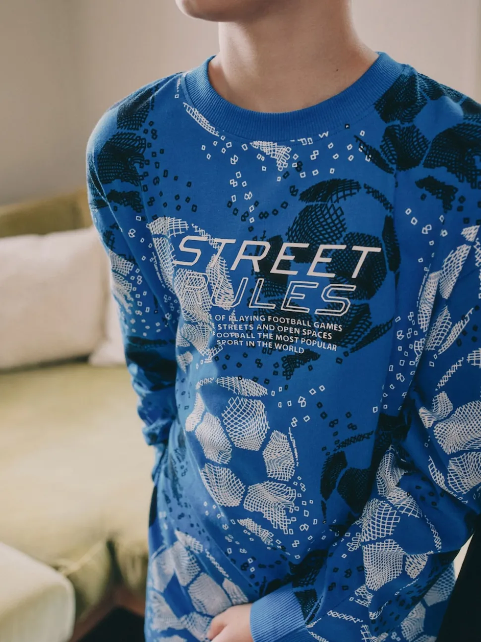 Football bleu/noir - Lot de 2 pyjamas à manches longues (3-16ans)