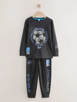 Football bleu/noir - Lot de 2 pyjamas à manches longues (3-16ans)