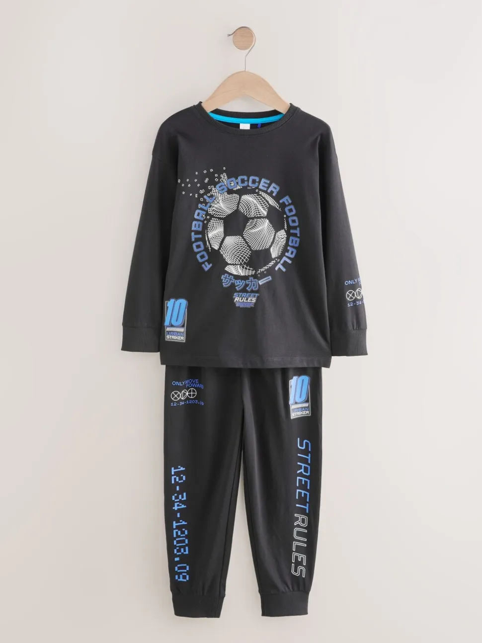Football bleu/noir - Lot de 2 pyjamas à manches longues (3-16ans)