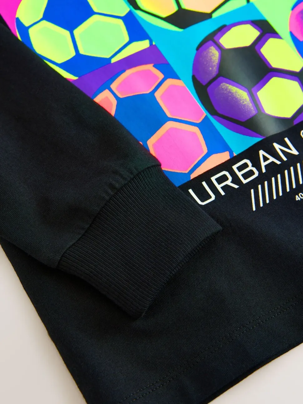 Football Noir brillant - T-shirt à manches longues coupe classique imprimé (3-16ans)