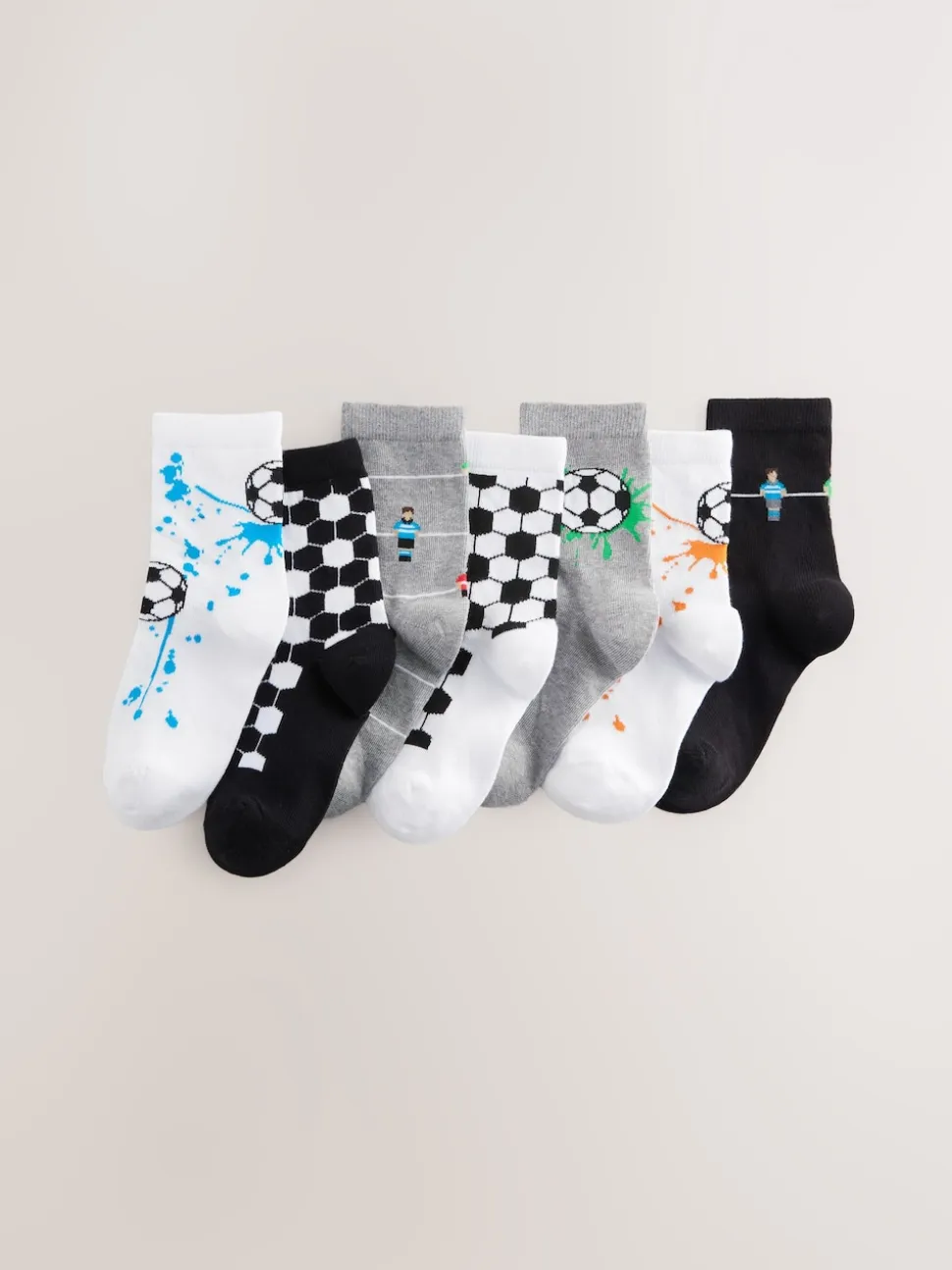 Football noir/gris/blanc - Paquet de chaussettes en coton riche 7