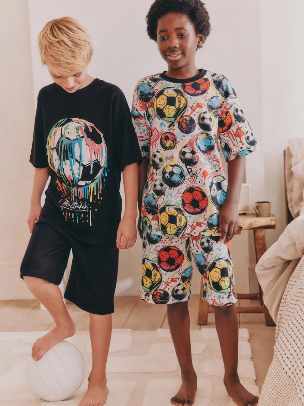 Football noir/multicolore - Pyjama court 2 Pack (3-16ans)
