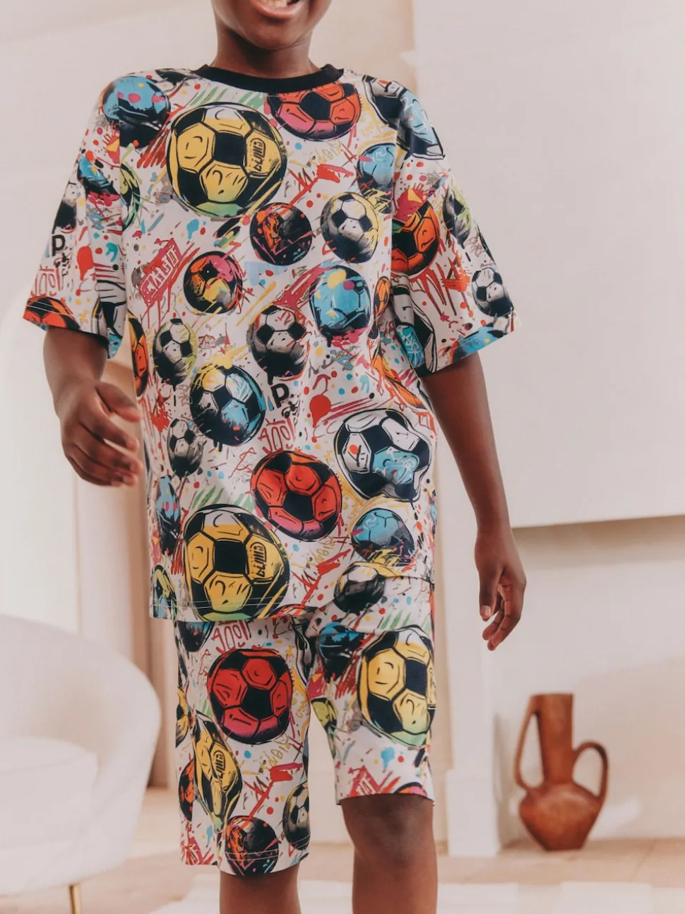 Football noir/multicolore - Pyjama court 2 Pack (3-16ans)