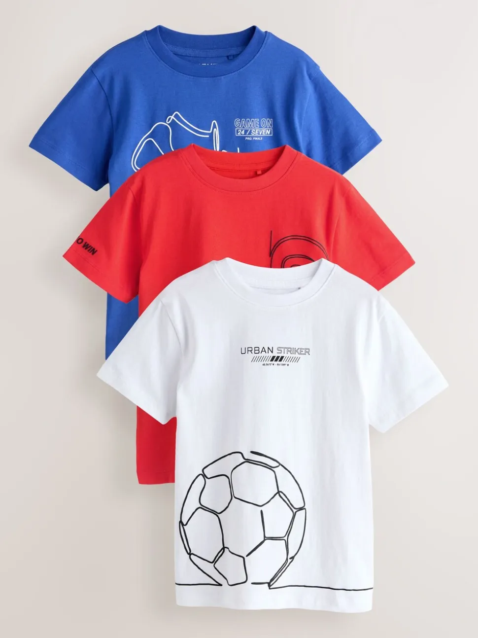 Football rouge/bleu/blanc - T-shirts à manches courtes à imprimé graphique coupe standard Lot de 3 (3à16ans)