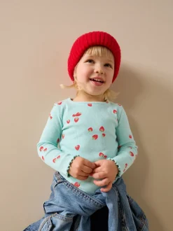 Fraise bleue - T-shirt à manches longues en côtes (3mths-7yrs)