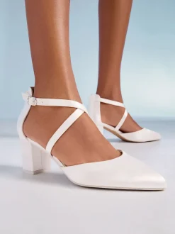 Friends Like These Escarpins de mariée en satin à talon mi-bloc