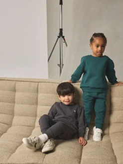 Fusain Gris/Vert - Ensemble sweat-shirt et jogging, lot de 2 (3mois-7ans)