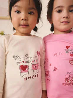 Galentines rose/rouge - Lot de 3 pyjamas Snuggle (9mois-12ans)