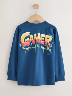Gamer bleu marine/gris/rouge - Lot de 3 T-shirts à manches longues coupe décontractée avec imprimé graphique (3-16ans)