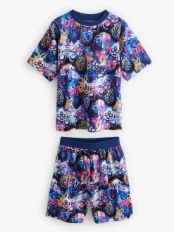 Gamer graffiti multicolore brillant - Pyjama court 2 Pack (3-16ans)