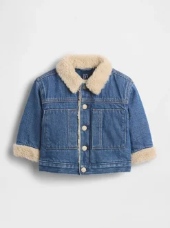 Gap UltraSoft Denim Sherpa Bear Jacket (0-24mths)