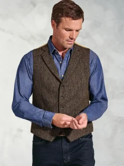 Gilet Brook Taverner Harris en tweed à chevrons