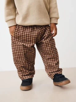 Gingham Brun - Pantalons Amples en velours côtelé (3mois-7ans)