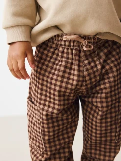 Gingham Brun - Pantalons Amples en velours côtelé (3mois-7ans)