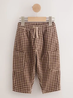 Gingham Brun - Pantalons Amples en velours côtelé (3mois-7ans)