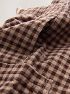 Gingham Brun - Pantalons Amples en velours côtelé (3mois-7ans)