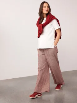 Gingham rouge - Pantalons de maternité à jambes larges