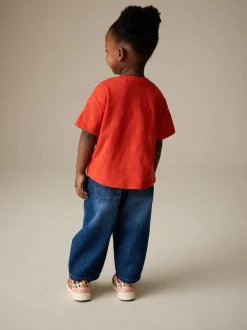 Gingham rouge - T-shirt à manches courtes avec poche (3mois7ans)