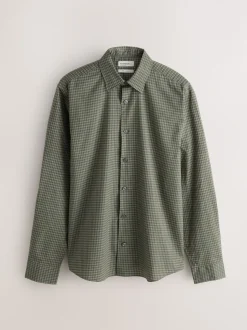 Gingham vert - Chemise élégante douce au toucher à manches longues