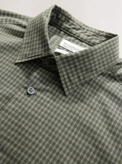 Gingham vert - Chemise élégante douce au toucher à manches longues