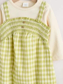 Gingham vert - Ensemble 2 pièces salopettes et body bébé (0mois-2ans)