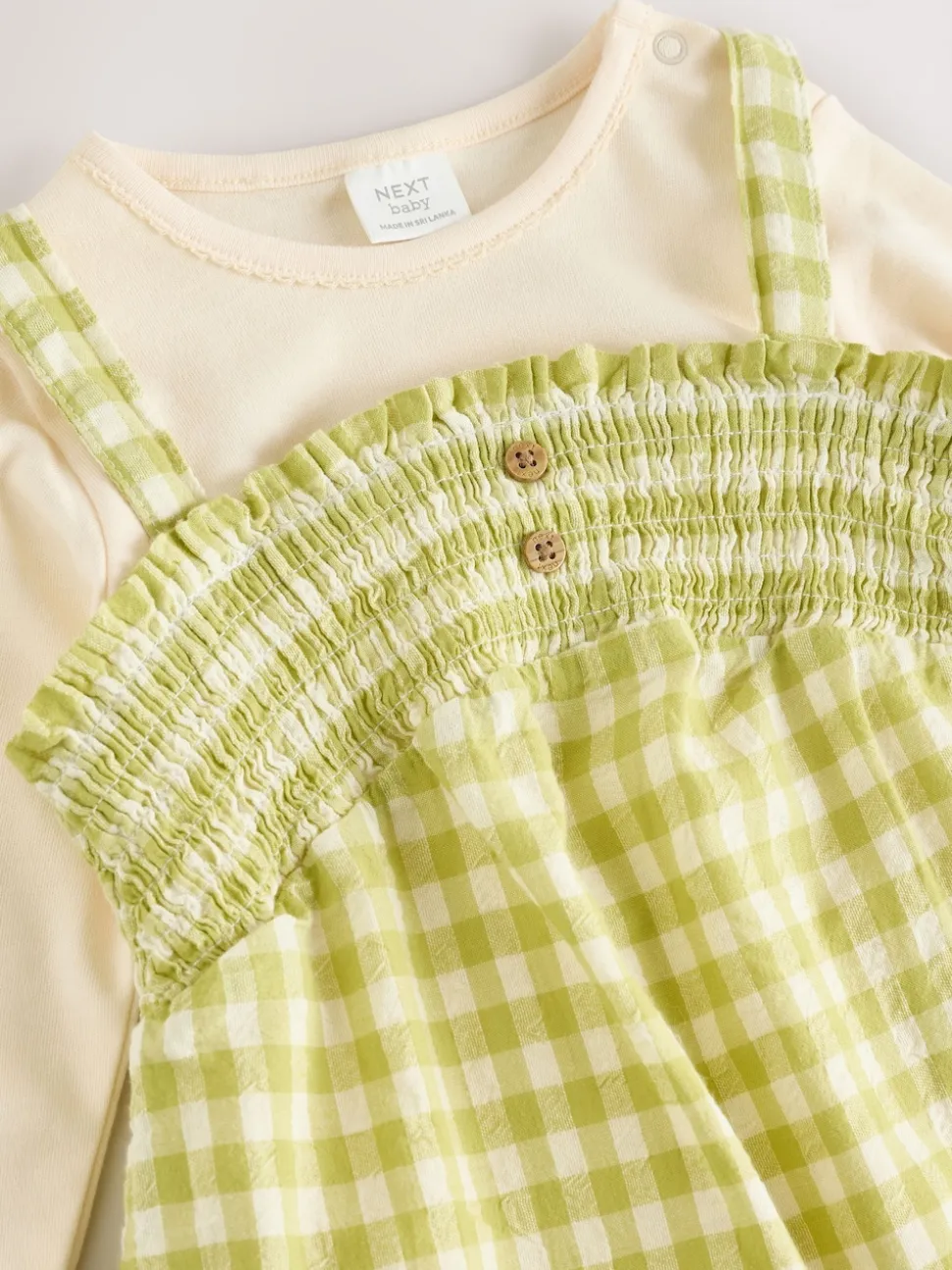 Gingham vert - Ensemble 2 pièces salopettes et body bébé (0mois-2ans)