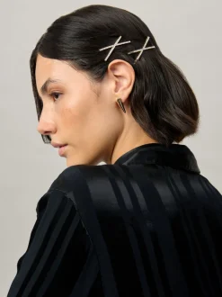 Glissières à cheveux scintillants Aela Or ton