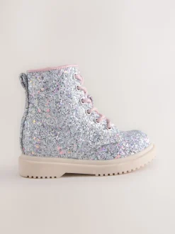 Glitter d'argent - Bottines à lacets