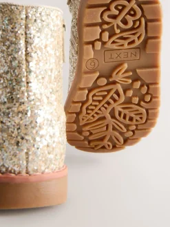 Glitter d'or - Bottines Chelsea zippées à glands