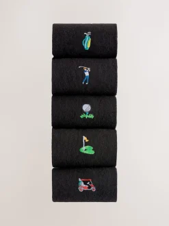 Golf noir - Paquet de chaussettes brodées amusantes 5
