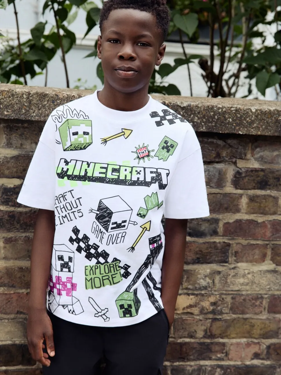 Graffiti blanc - T-shirt Minecraft (3-16ans)