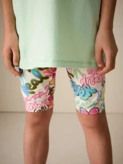 Graffiti vert - Ensemble t-shirt et short cycliste (3-16ans)