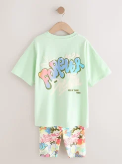 Graffiti vert - Ensemble t-shirt et short cycliste (3-16ans)