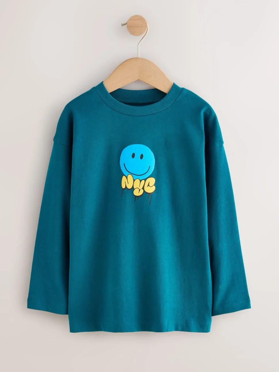 Graffitis Bleu canard/Bleu/gris vif - Lot de 3 T-shirts à manches longues coupe décontractée avec imprimé graphique (3-16ans)