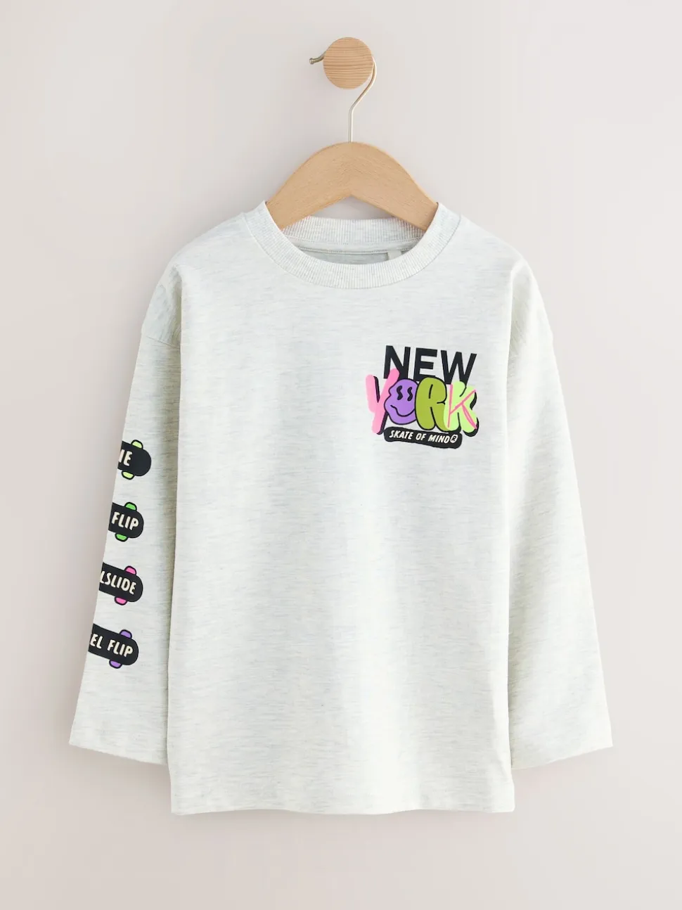 Graffitis Bleu canard/Bleu/gris vif - Lot de 3 T-shirts à manches longues coupe décontractée avec imprimé graphique (3-16ans)