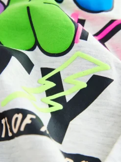 Graffitis Bleu canard/Bleu/gris vif - Lot de 3 T-shirts à manches longues coupe décontractée avec imprimé graphique (3-16ans)