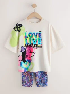 Graffitis bleu/blanc - Ensemble t-shirt et short cycliste (3-16ans)