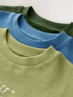 Graphique bleu/vert - T-shirts épais décontractés à manches longues Lot de 3 (3-16ans)