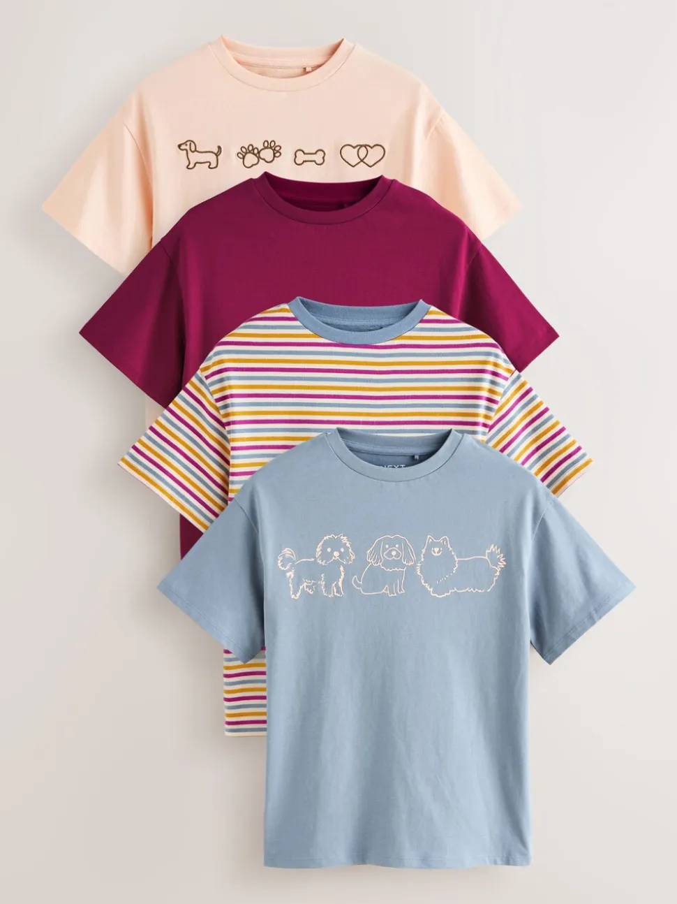 Graphique de chien - T-shirt surdimensionné 4 Pack (3-16ans)