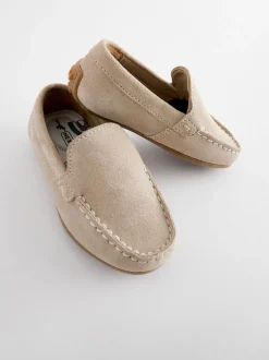 Grège naturel - Chaussures mocassins à enfiler en daim