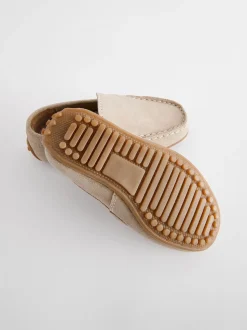Grège naturel - Chaussures mocassins à enfiler en daim