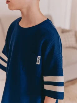 Grège/bleu marine - 100Pyjama court en coton % 2 Lot (3-16ans)