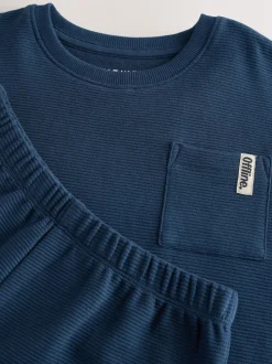 Grège/bleu marine - 100Pyjama court en coton % 2 Lot (3-16ans)