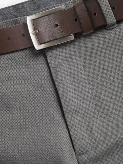Gris - Ajustement droit - Pantalon chino doux imprimé à ceinture