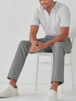 Gris - Ajustement droit - Pantalon chino doux imprimé à ceinture