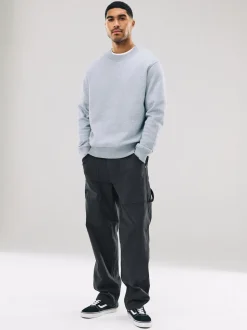 Gris - Ajustement régulier - Sweat-shirt épais à Col rond riche en coton