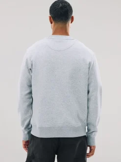 Gris - Ajustement régulier - Sweat-shirt épais à Col rond riche en coton