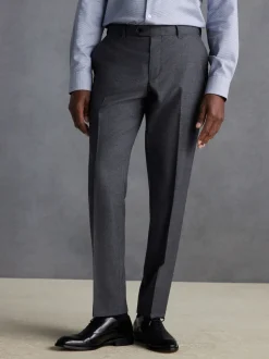 Gris - Ajustement régulier - Pantalons Signature en 100 % laine avec ceinture Motion Flex