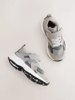 Gris - Baskets à lacets élastiques à fermeture tactile